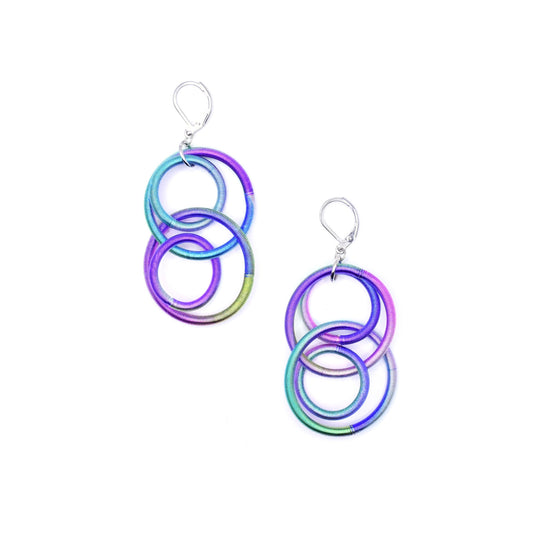 Piano Wire Large Loop Earrings, Multicolor