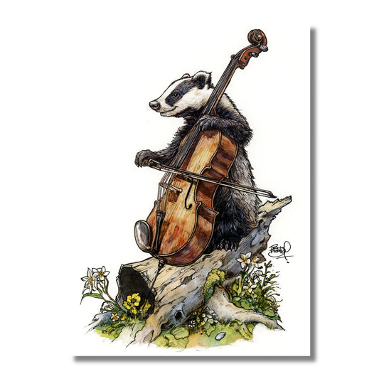 Blank Card — Badger Playing Cello