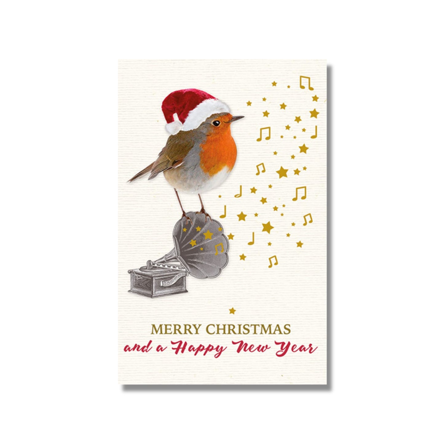 Christmas Card — Robin on a Gramophone