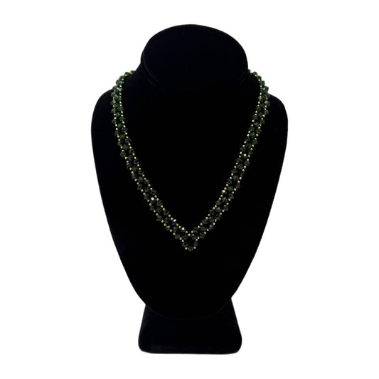 Beadsong Jewelry Woven Crystals Necklace, Green
