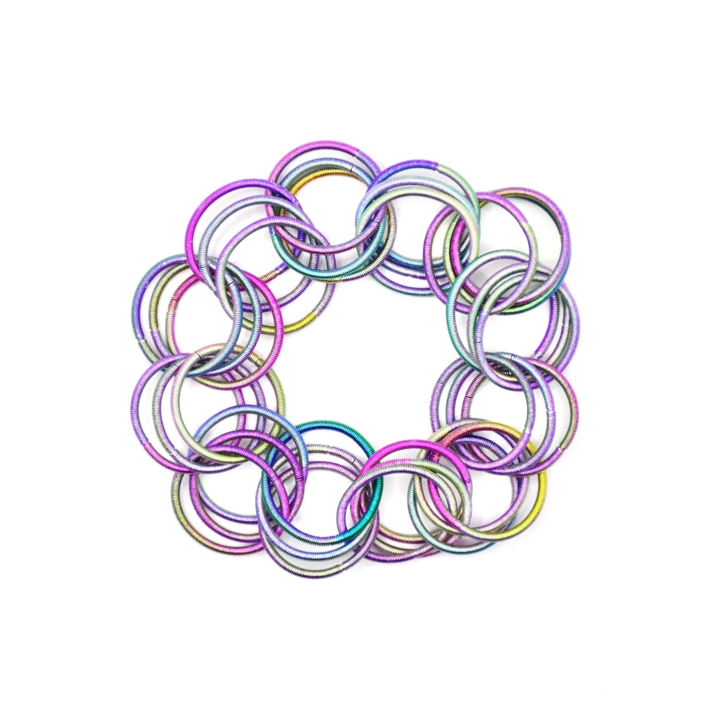 Piano Wire Loops Bracelet, Multicolor