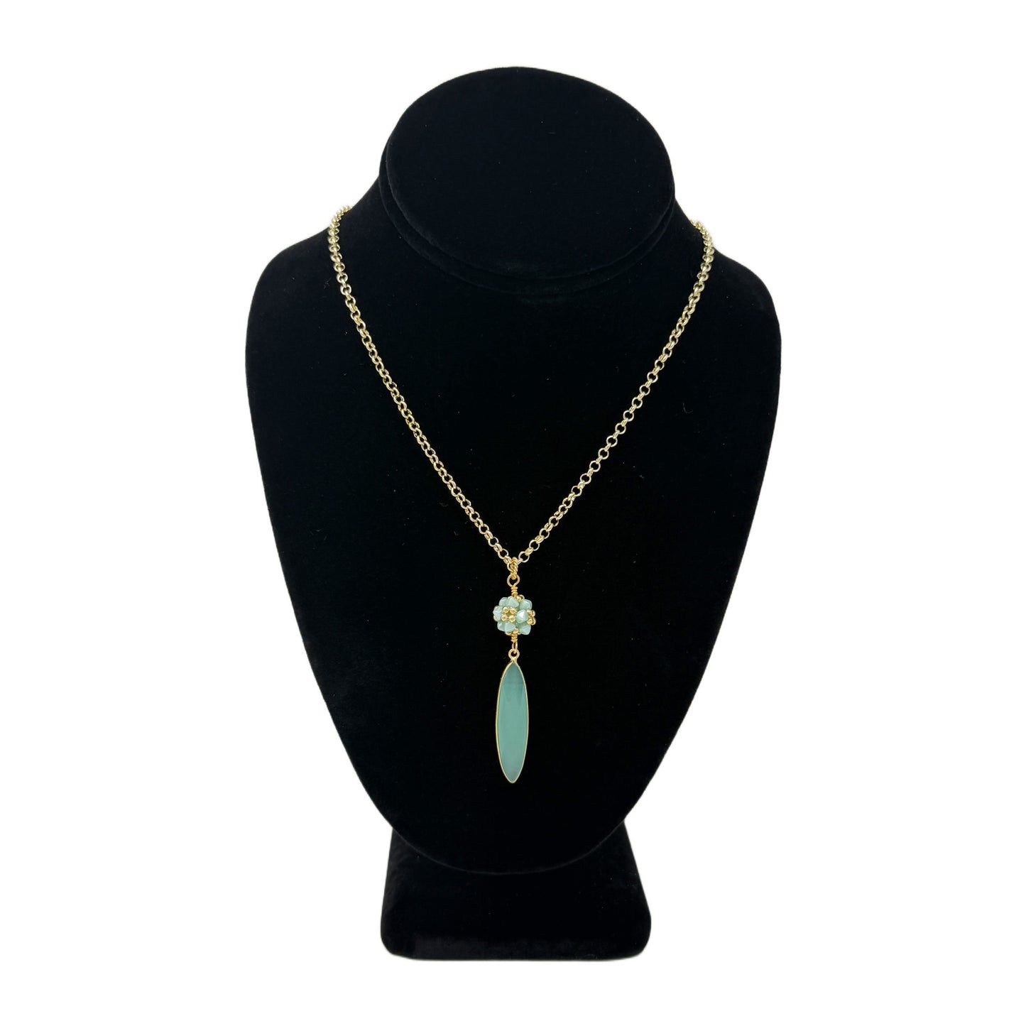Beadsong Jewelry Aventurine Ball with Drop Necklace, Gold