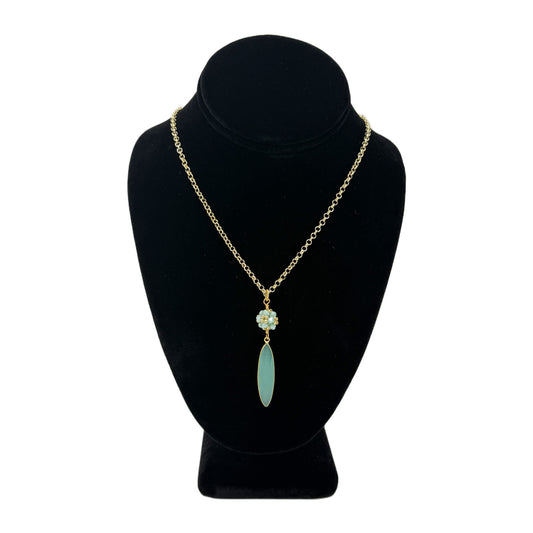 Beadsong Jewelry Aventurine Ball with Drop Necklace, Gold