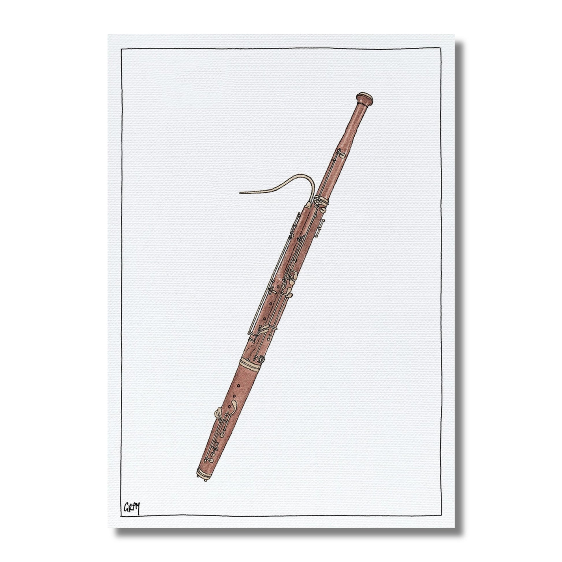 Blank Card — Bassoon Illustration