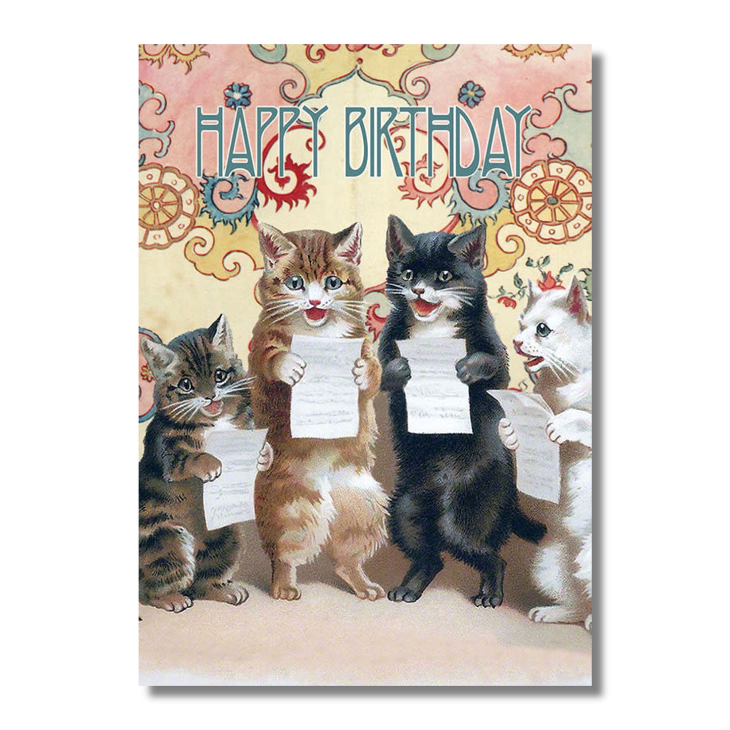 Birthday Card — Vintage Cats Singing