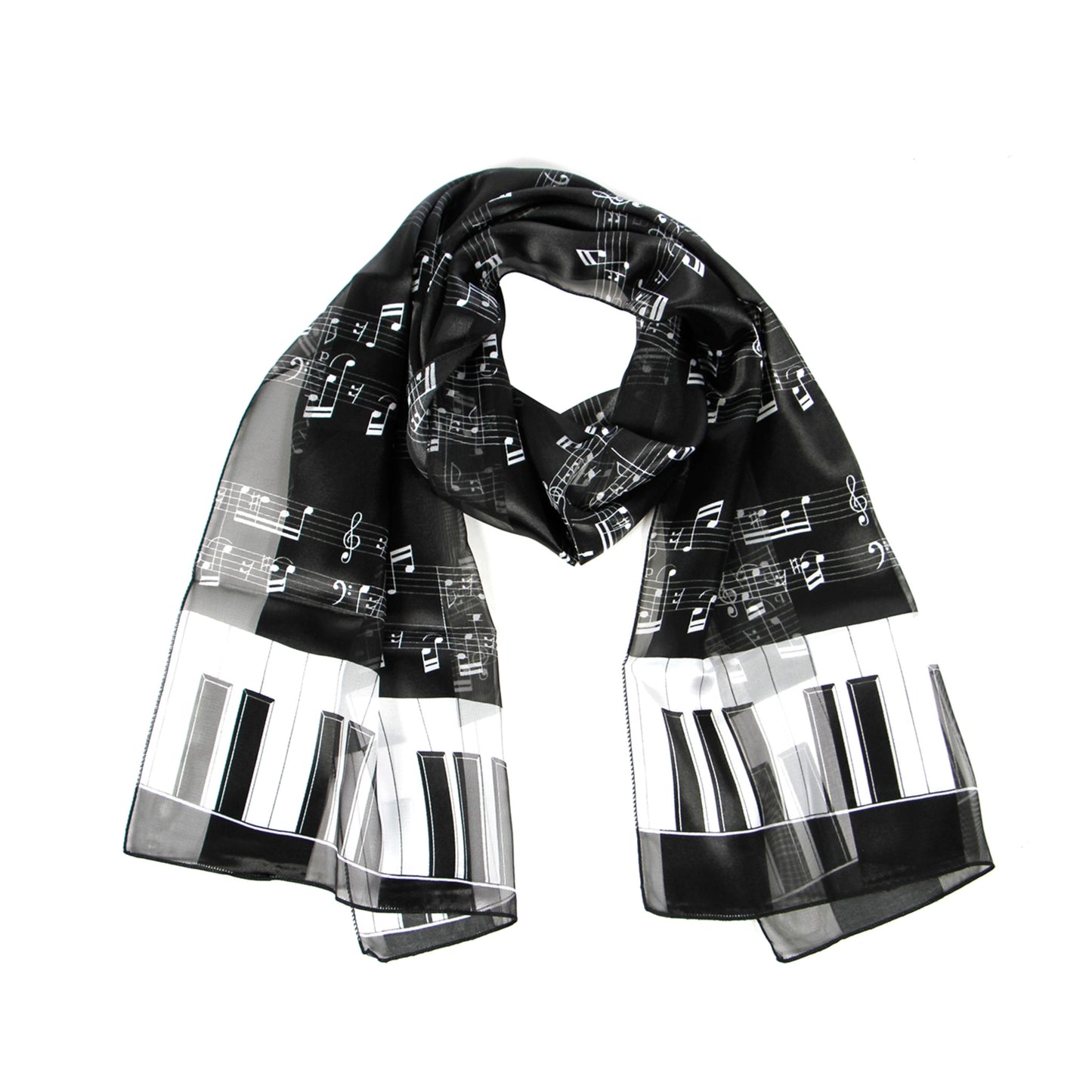Music Staff with Keyboard Border Scarf, Black