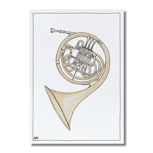 Blank Card — French Horn Illustration