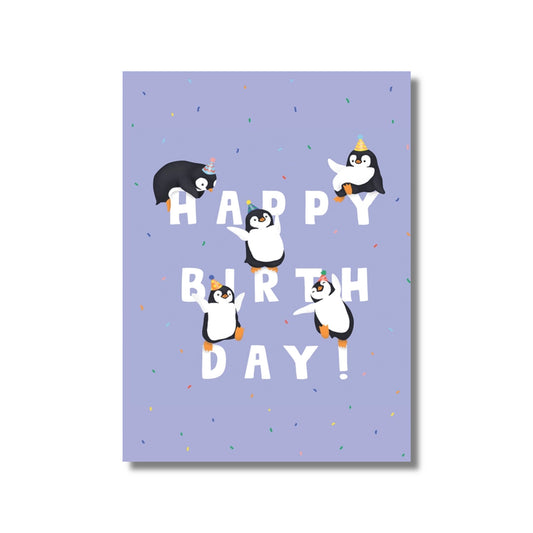 Birthday Card — Dancing Penguins