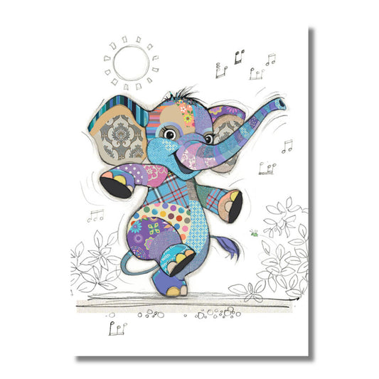 Blank Card — Dancing Elephant with Music Notes