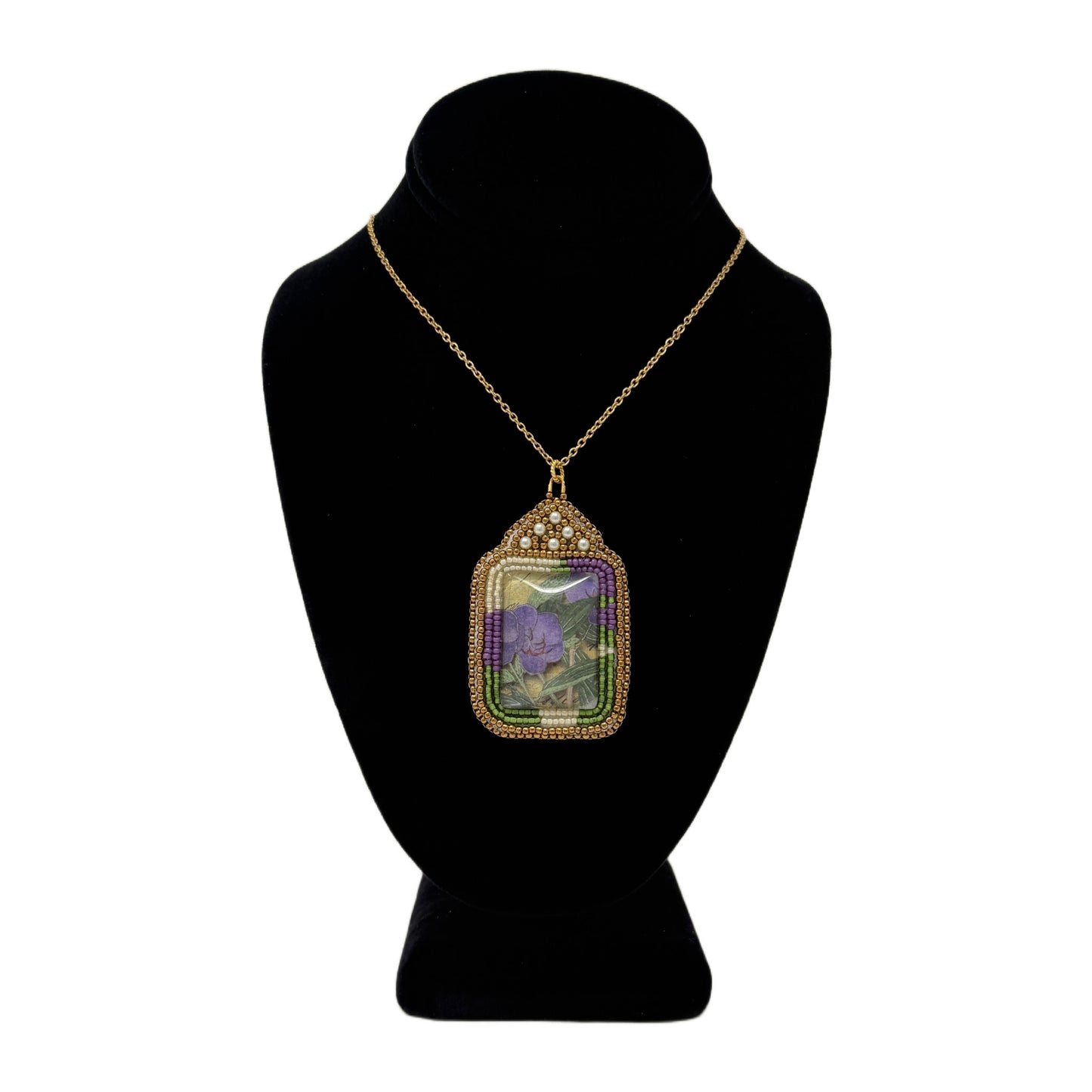 Beadsong Jewelry Iris Pendant, Gold