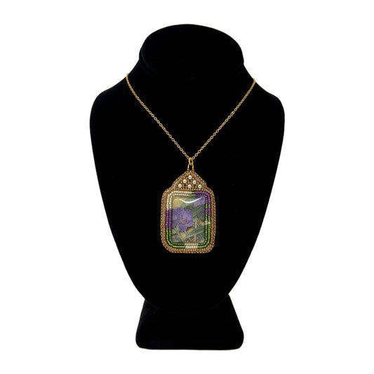 Beadsong Jewelry Iris Pendant, Gold