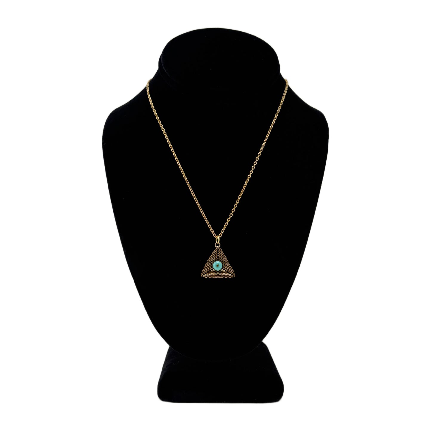 Beadsong Jewelry Small Triangle Necklace, Aventurine