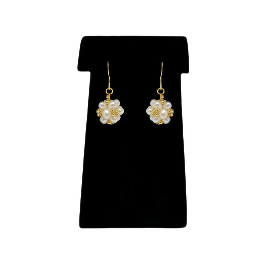 Beadsong Jewelry Oblong Pearl Ball Earrings, Gold
