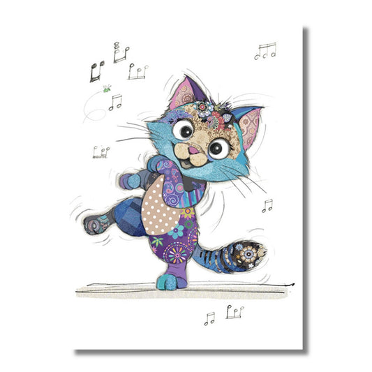 Blank Card — Dancing Kitten with Music Notes