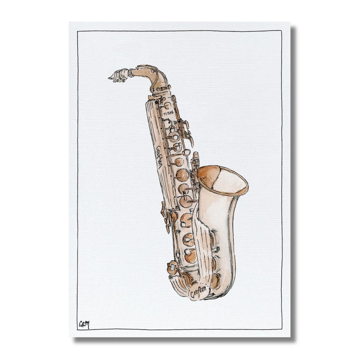 Blank Card — Saxophone Illustration