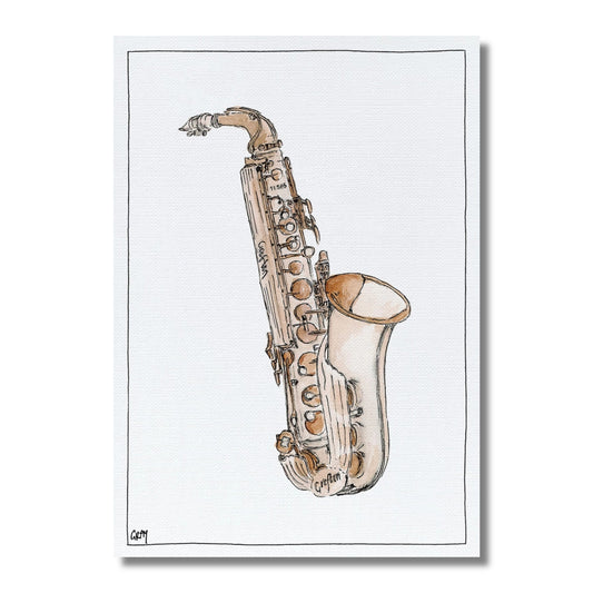 Blank Card — Saxophone Illustration