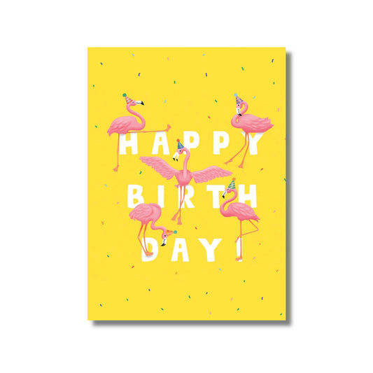 Birthday Card — Dancing Flamingos