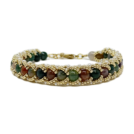 Beadsong Jewelry Flat Spiral Bracelet, Fancy Jasper