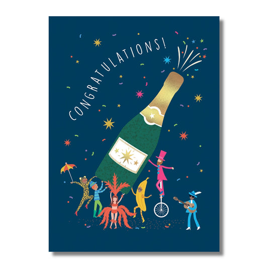 Congratulations Card — Champagne Bottle