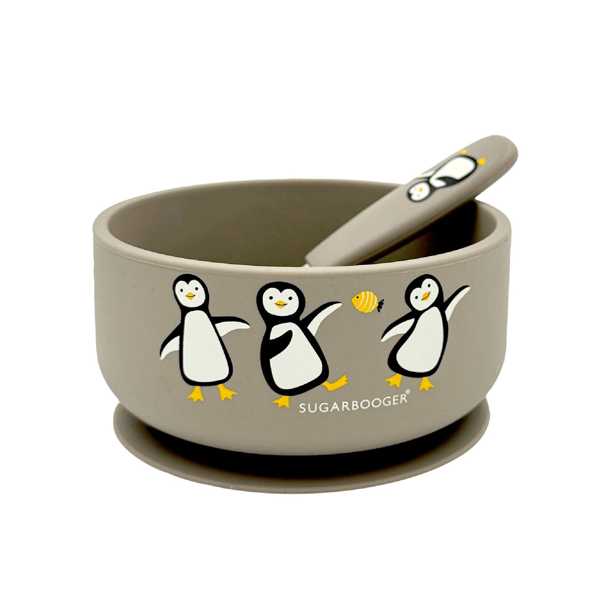 Dancing Penguins Suction Bowl & Spoon Set