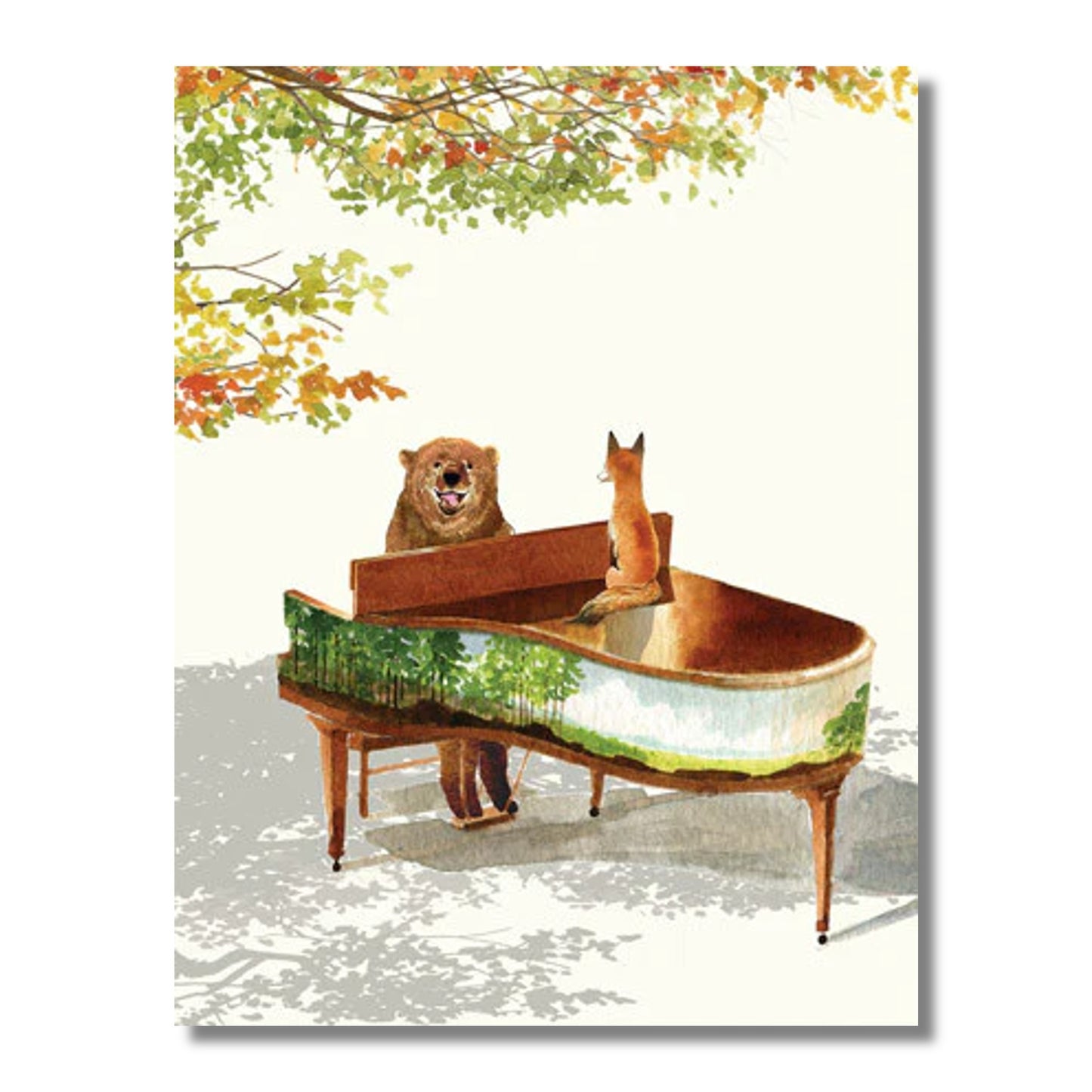 Blank Card — Brown Bear Playing the Piano