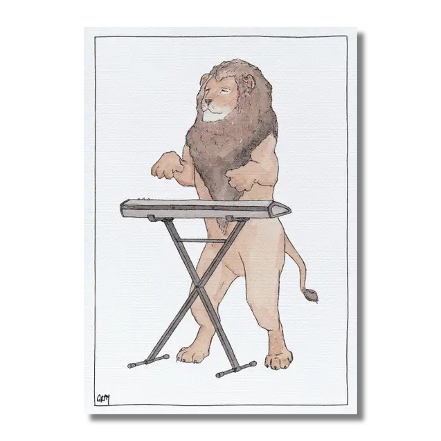 Blank Card — Lion Playing the Keyboard