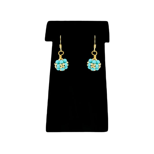 Beadsong Jewelry Turquoise Ball Earrings, Gold