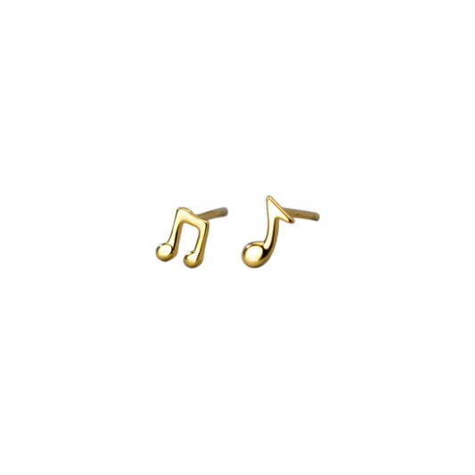 Asymmetrical Music Notes Petite Earrings, Gold