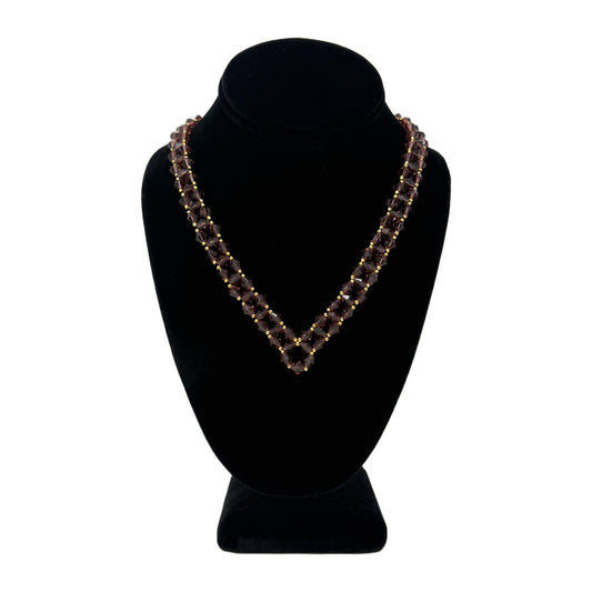 Beadsong Jewelry Woven Crystals Necklace, Purple
