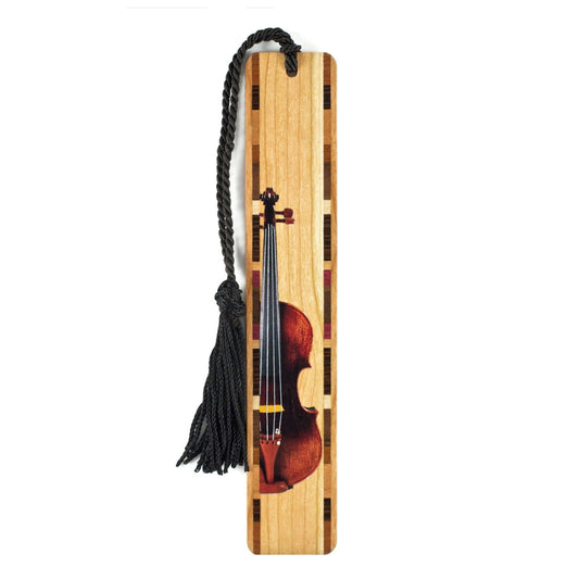 Violin Wooden Bookmark, Painted