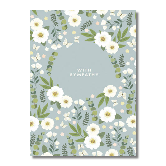 Sympathy Card — White Daisies with Little Butterflies