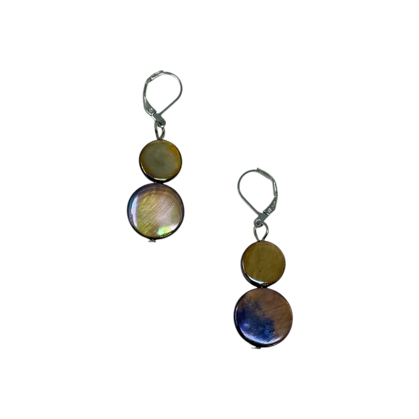 Mother of Pearl Discs Earrings, Chocolate