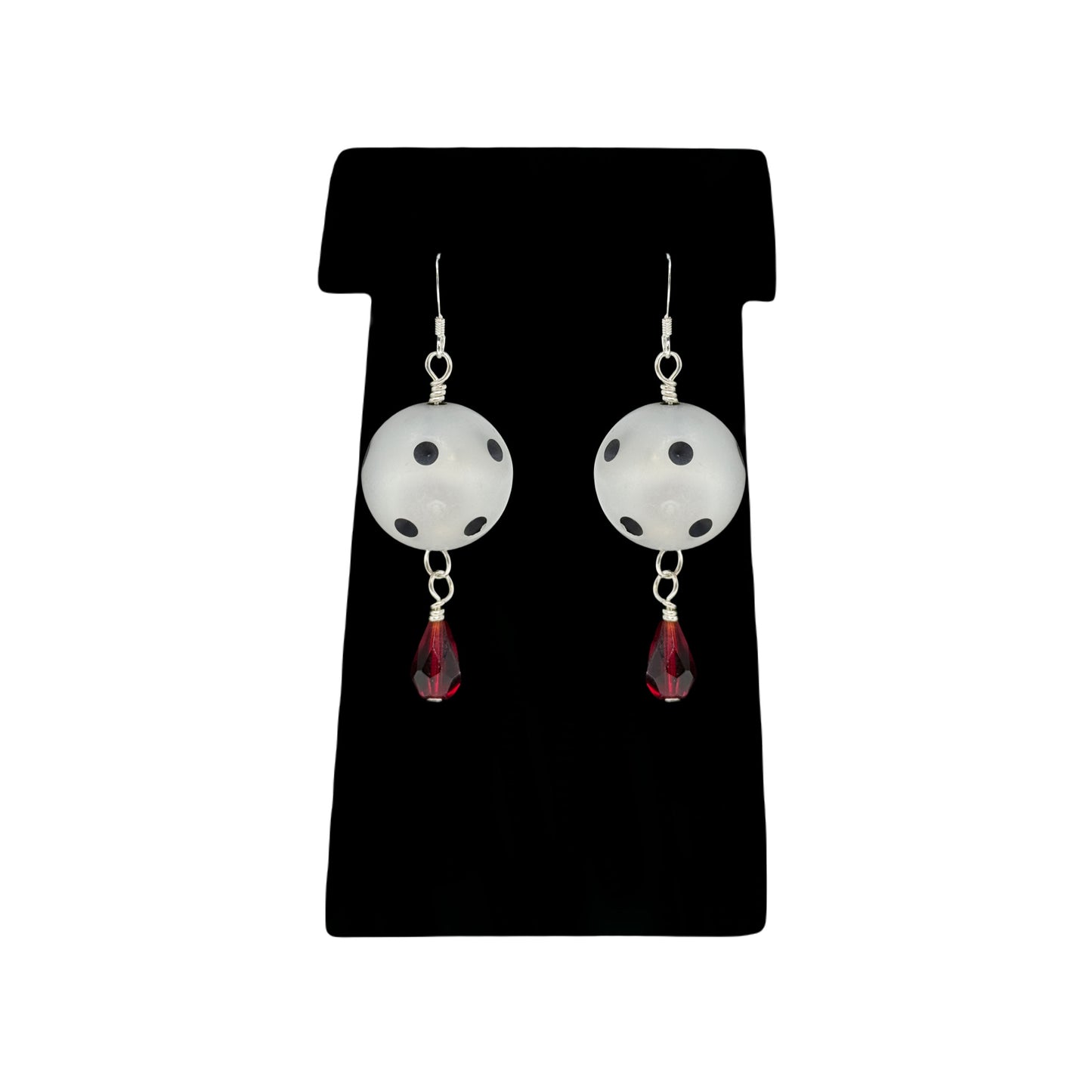 Beadsong Jewelry Vintage Polka Dots Beads Earrings, Red