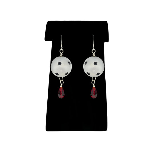 Beadsong Jewelry Vintage Polka Dots Beads Earrings, Red
