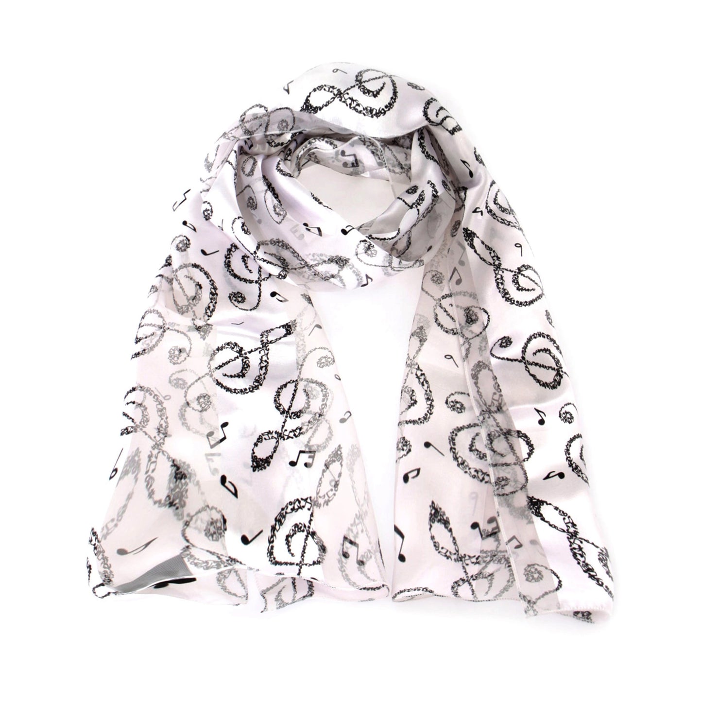 Miniature Music Notes Scarf, White