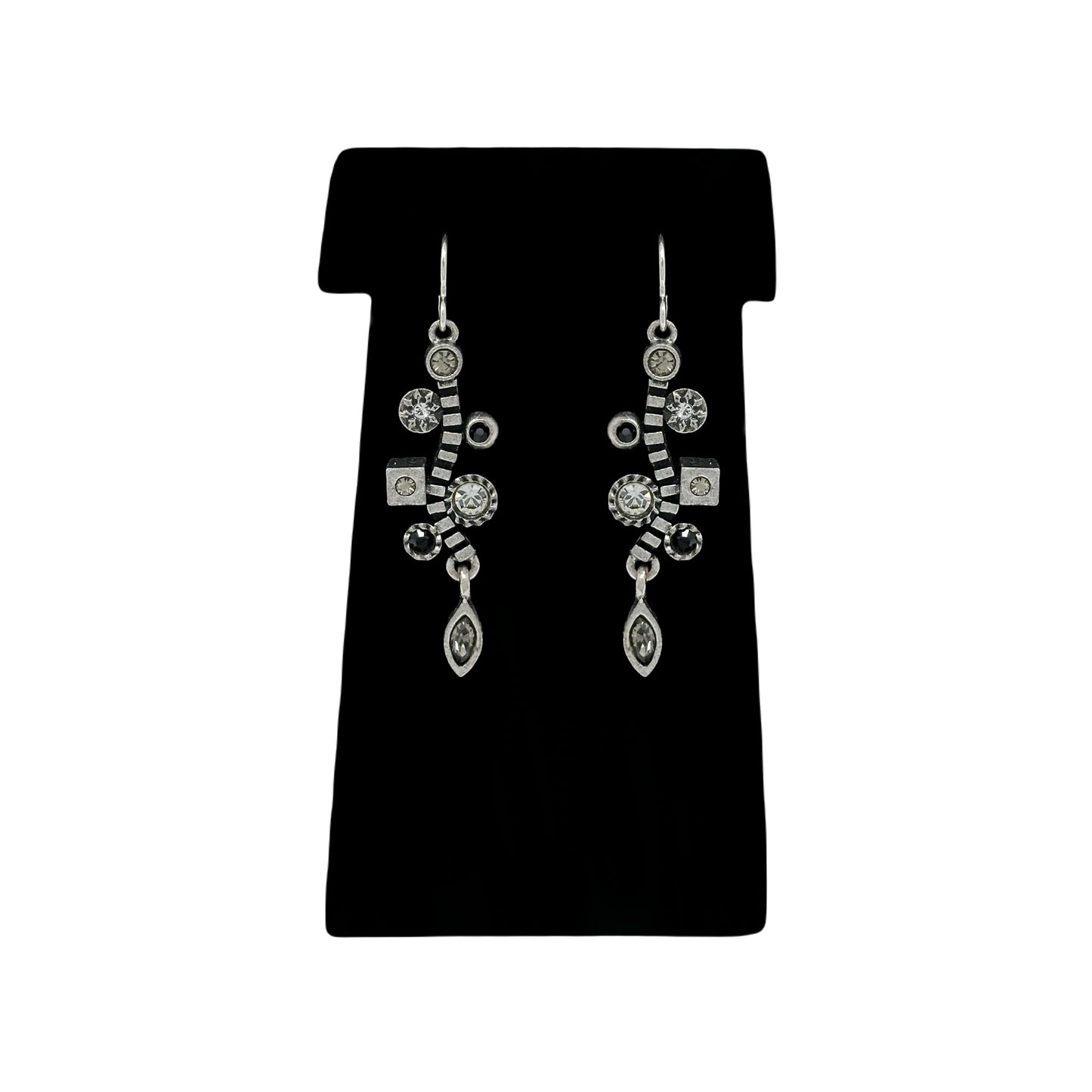 Patricia Locke Matrix Earrings in Silver Black & White