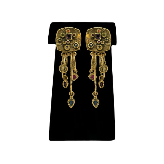 Patricia Locke Fortune Teller Clip Earrings in Gold Murano