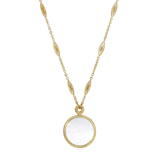 Filigree Chain Magnifying Glass Necklace, Gold