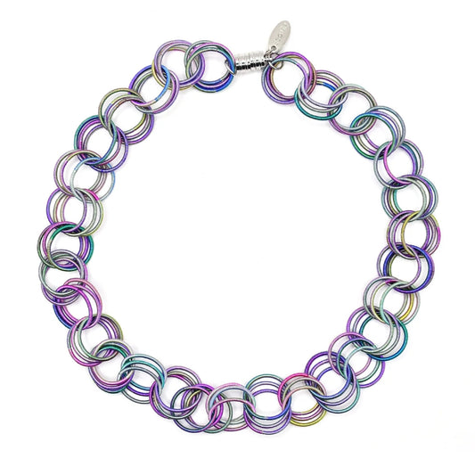 Piano Wire Loops Necklace, Multicolor