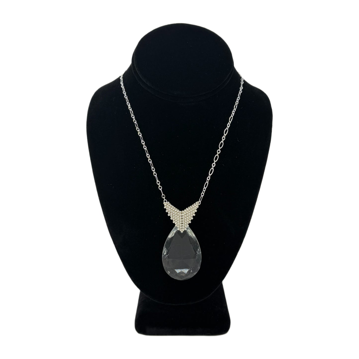 Beadsong Jewelry Chandelier Teardrop Necklace, Silver Large