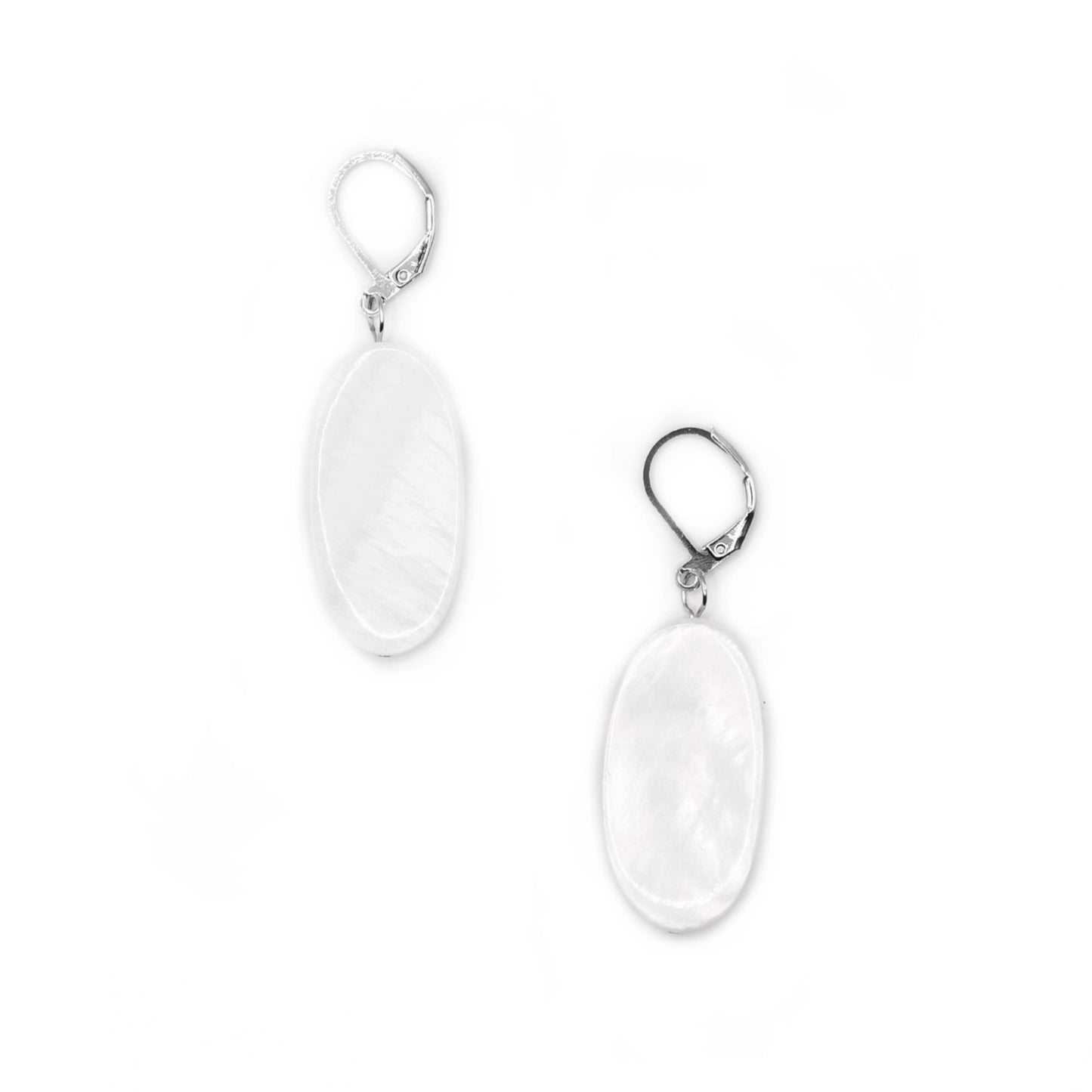 Mother of Pearl Oval Earrings, White