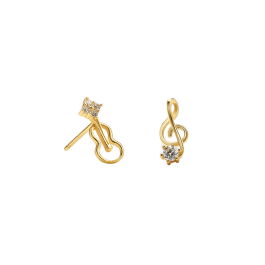 Treble Clef & Violin Petite Earrings, Gold
