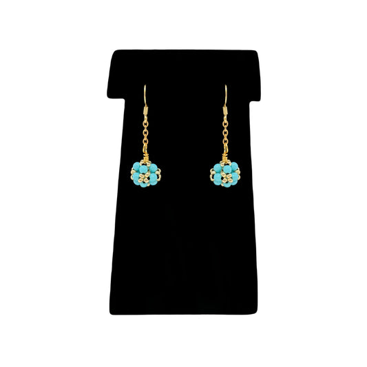 Beadsong Jewelry Turquoise Ball Drop Earrings, Gold