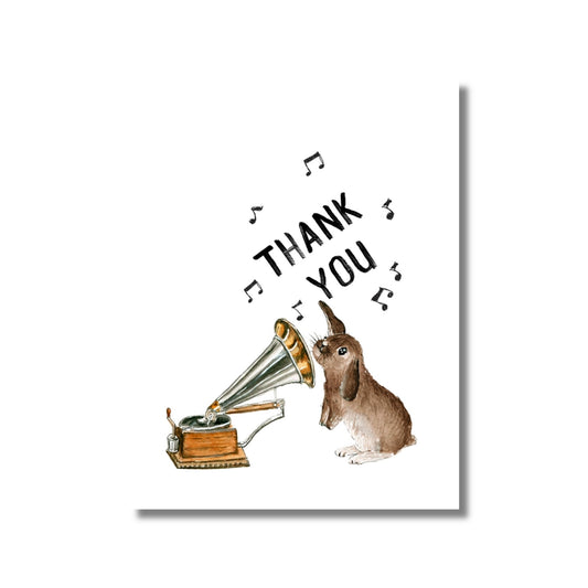 Thank You Card — Rabbit with Gramophone