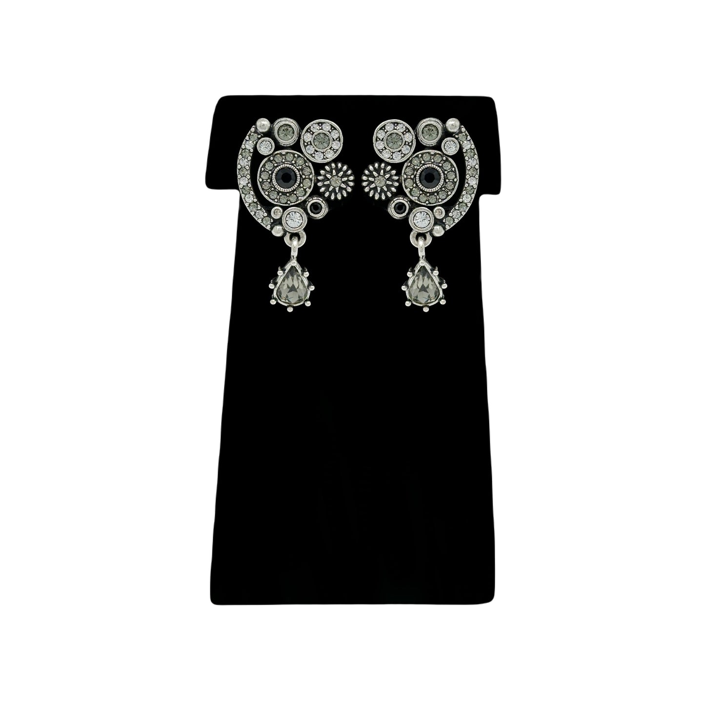 Patricia Locke Rio Clip Earrings in Silver Black & White