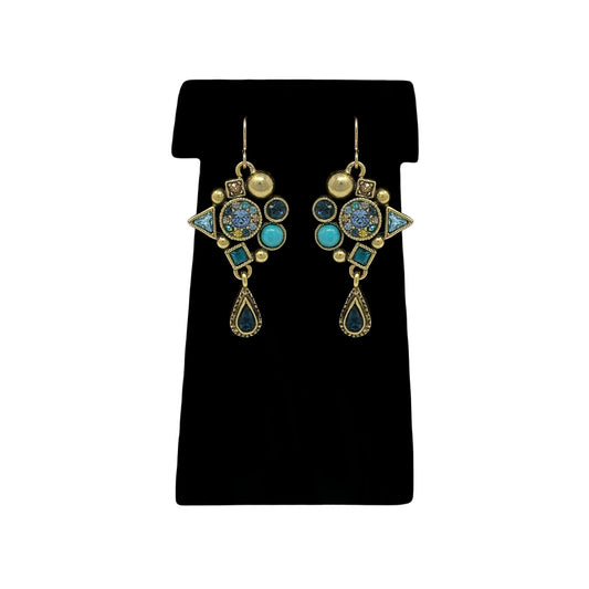 Patricia Locke Empire Earrings in Gold Ciel Bleu