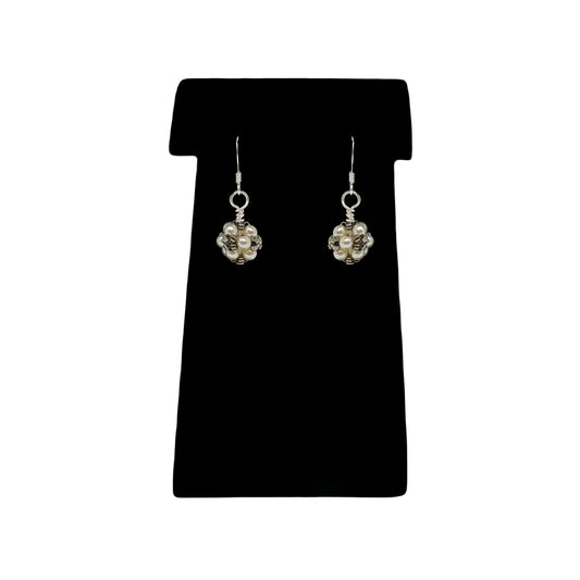 Beadsong Jewelry Pearl Ball Earrings, Silver