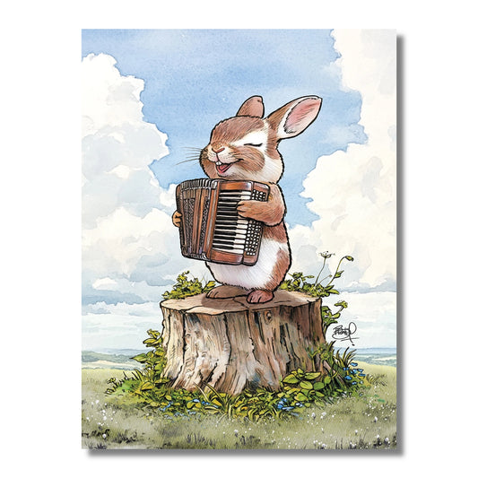 Blank Card — Rabbit Playing the Accordion