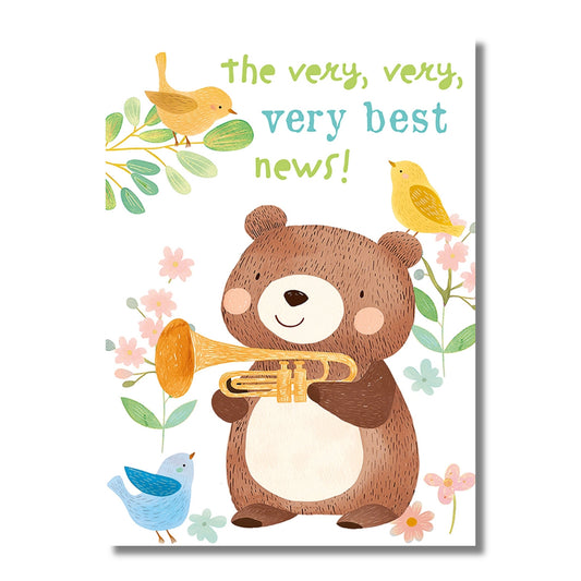 Baby Card — Bear with Trumpet