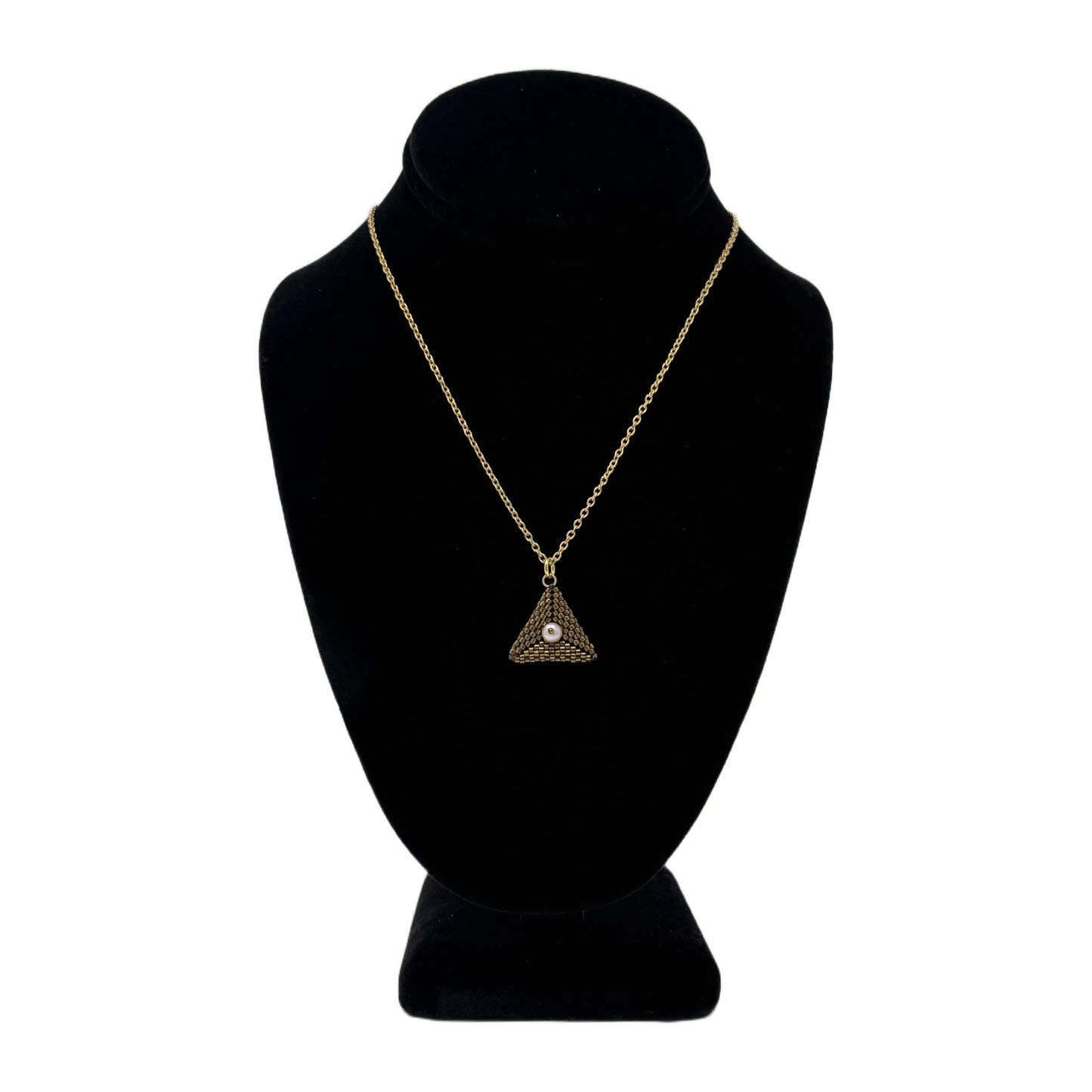 Beadsong Jewelry Small Triangle Necklace, Pearl